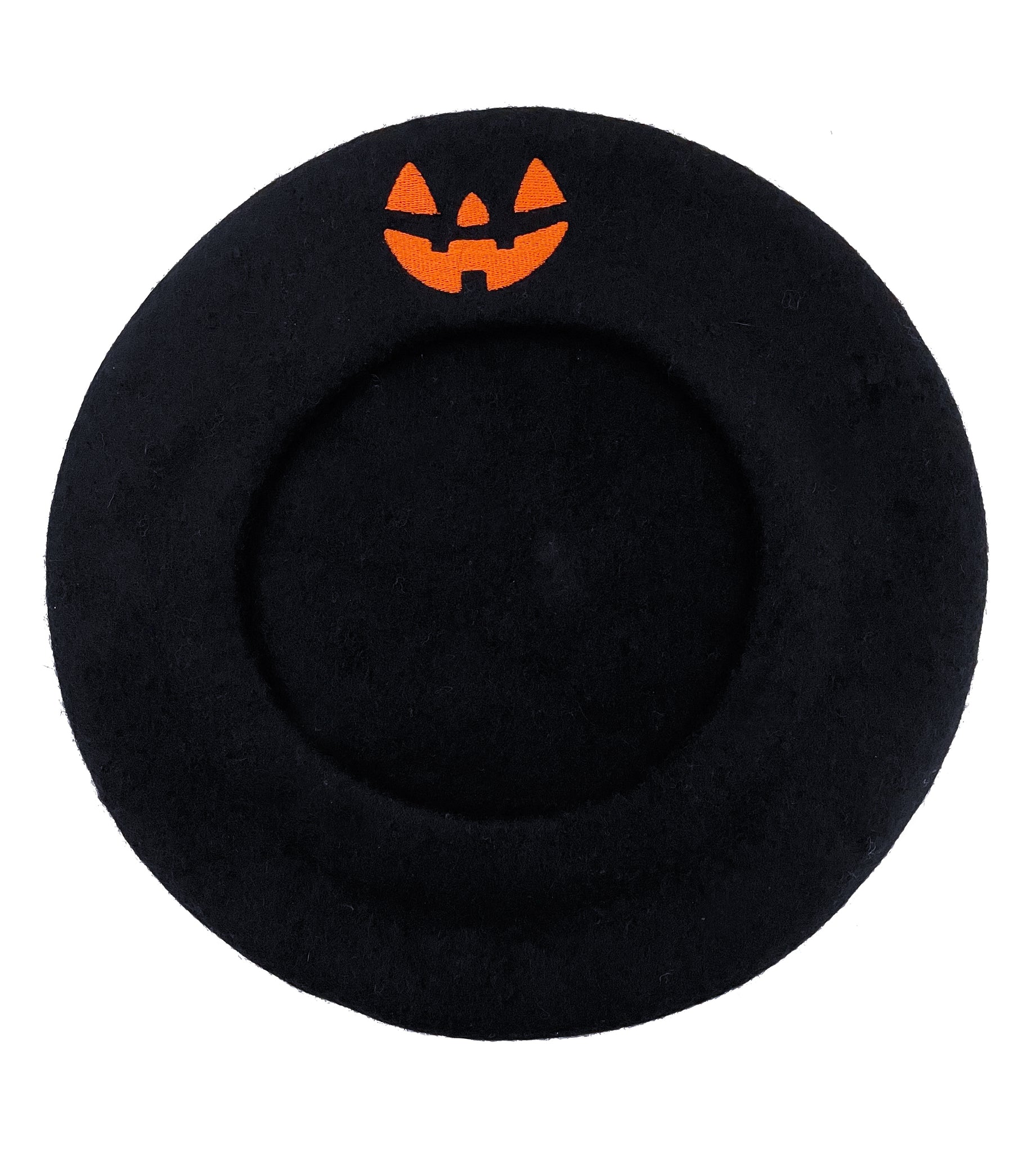 Pumpkin Jack O Lantern Beret - Black Beret Hat
