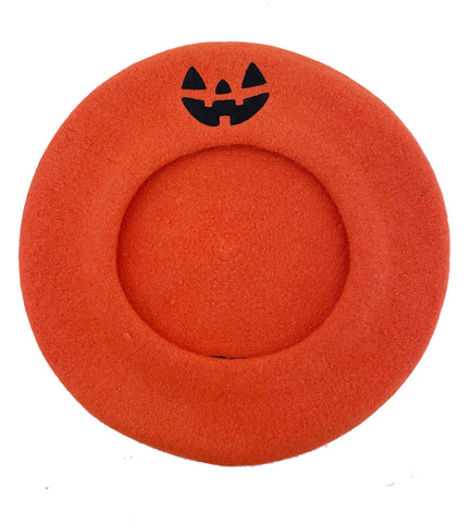 Pumpkin Jack O Lantern Beret - Orange Beret Hat
