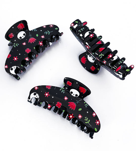 Floral Skull Claw Clip Acrylic Jaw Clip
