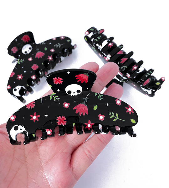 Floral Skull Claw Clip Acrylic Jaw Clip