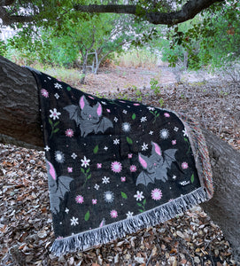 Floral Bat Woven Blanket
