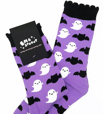 Purple Bat and Ghost Socks