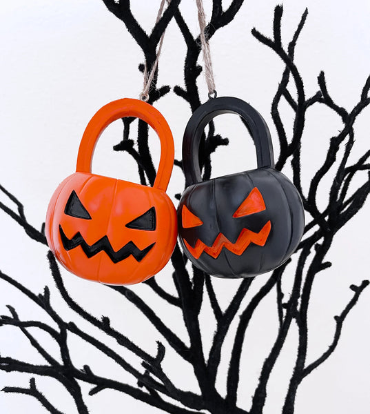 3D Pumpkin Candy Pail Bucket Ornament - Choice of Black or Orange