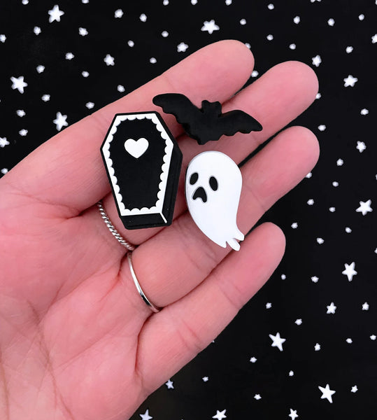 Ghost, Coffin and Bat Shoe Charms Set