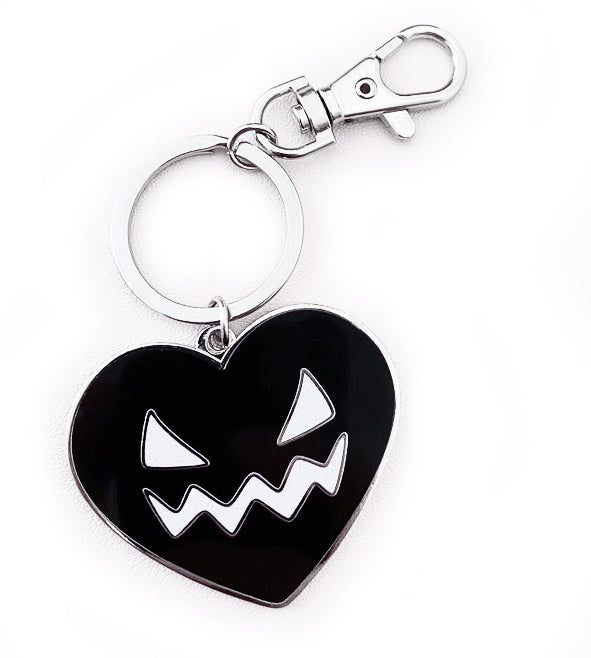 Halloween Jack-O-Lattern Heart Enamel Keychain