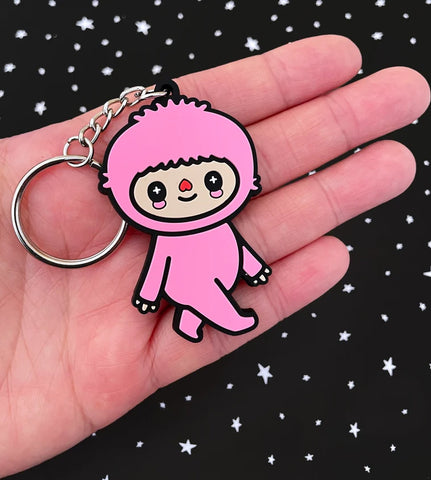 Pink Bigfoot PVC Keychain